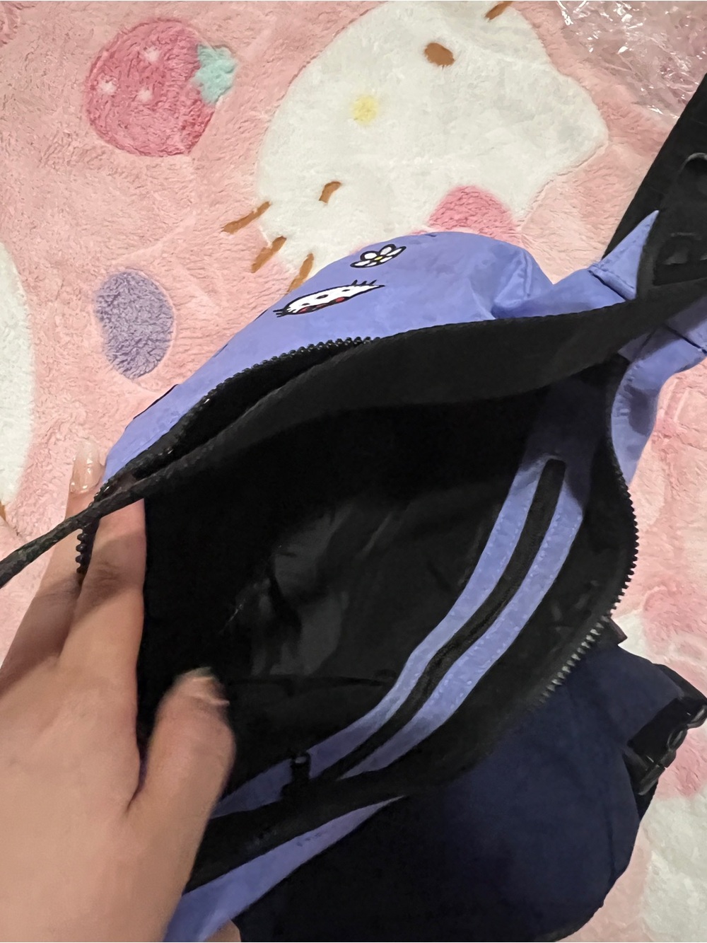 Baggu Hello Kitty Strawberry Crescent Crossbody Belt Bag Bundle - Purple & Navy - Picture 5 of 5